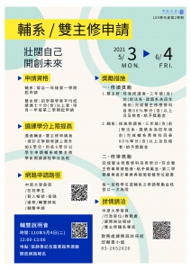 【學士班學生申請110學年度第1學期輔系、雙主修】