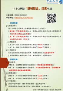 111-2雙輔雙金獎勵申請